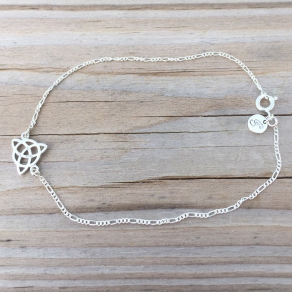 Triquetra Anklet .925 Sterling Silver Trinity Celtic Irish Goddess Peter Stone - Picture 4 of 7